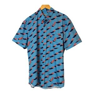 RSVLTS "American Beach Day" KUNUFLEX short-sleeve button-down shirt size L